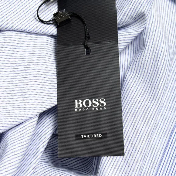 Hugo Boss Men's "T-Carl" Slim Fit Striped Long Sleeve Dress Shirt - Picture 8 of 9